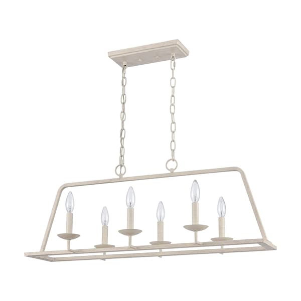 Joanie 34'' Wide 6Light Linear Chandelier, Antique White